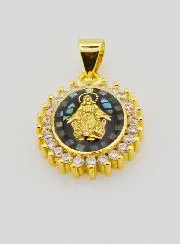 Medaille Wundertätige Madonna Schimmernd Schwarz - 17mm
