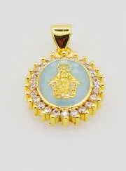 Medaille Wundertätige Madonna Blau - 17mm