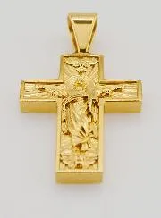 Anhänger Kreuz Christus Erlöser Edelstahl Goldfarben - 35mm