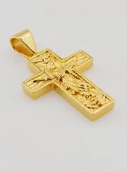 Anhänger Kreuz Christus Erlöser Edelstahl Goldfarben - 35mm
