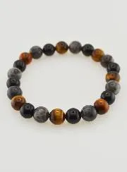 Armband aus Tigerauge - Onyx - Larvikit - 8mm
