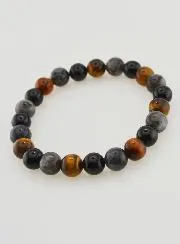 Armband aus Tigerauge - Onyx - Larvikit - 8mm