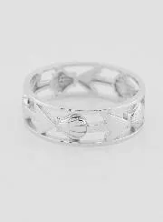 Silber Ring Durchbrochen mit Muschel und Anker - Grösse 60