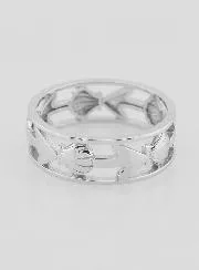 Durchbrochener Silber Ring mit Muschel und Anker - Grösse 56