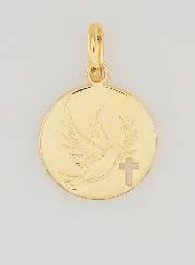 Vergoldeter Anhänger Heiliger Geist und Kreuz - 15mm