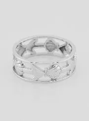 Silber Ring Durchbrochen mit Muschel und Anker - Grösse 54