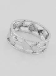 Silber Ring Durchbrochen mit Muschel und Anker - Grösse 54