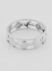 Durchbrochener Silber Ring mit Muschel und Anker - Grösse 64