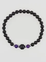 Armband aus Amethyst und schwarzem Onyx - 6mm