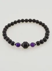 Armband aus Amethyst und schwarzem Onyx - 6mm