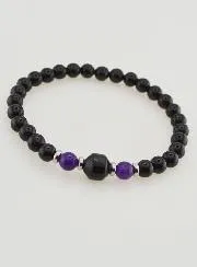 Armband aus Amethyst und schwarzem Onyx - 6mm
