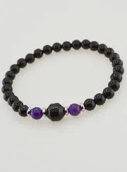 Armband aus Amethyst und schwarzem Onyx - 6mm