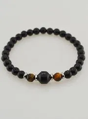 Armband aus Tigerauge und Schwarzem Onyx - 6mm