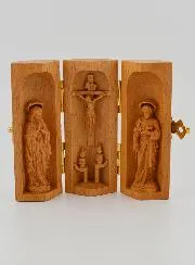 Triptychon aus Massivholz - Madonna Lourdes und Heiliger Joseph