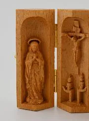 Triptychon aus Massivholz - Madonna Lourdes und Heiliger Joseph