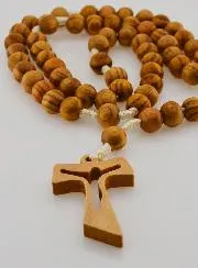 Rosenkranz Olivenholz Grosse Perlen - Tau-Kreuz