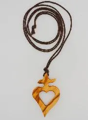 Religiöse Ex-Voto Halskette aus Olivenholz