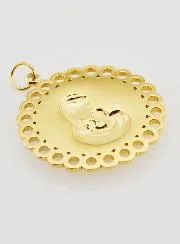 Anhänger Mutter Gottes mit Kind Edelstahl Goldfarben - 25mm