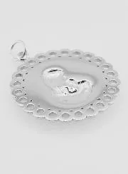 Anhänger Madonna mit Kind Edelstahl - 25mm