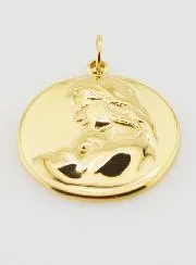Anhänger Madonna mit Kind Edelstahl Goldfarben - 20mm