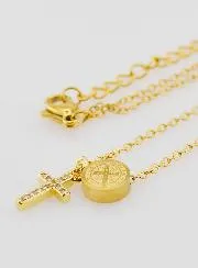 Schutz-Halskette Medaille H. Benedikt und Kreuz