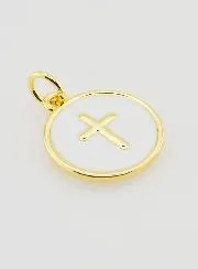 Anhänger mit Kreuz Emailliert - Weiß