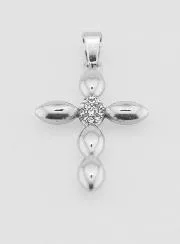 Anhänger Kreuz Edelstahl und Zirkonia - 25mm