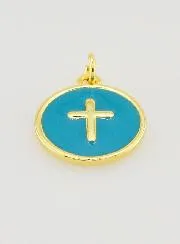 Anhänger Kreuz 14mm - Türkis