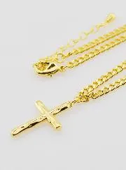 Religiöse Halskette Gehämmertes Kreuz - Goldfarben