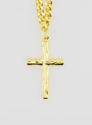 Religiöse Halskette Gehämmertes Kreuz - Goldfarben