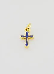 Charm Anhänger Kreuz 10mm - Dunkel Blau