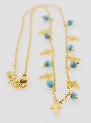 Religiöse Halskette Kreuze und Perlen