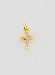 Kreuz Anhänger Charm 10mm - Rosa