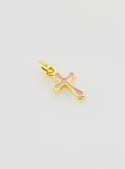 Kreuz Anhänger Charm 10mm - Rosa