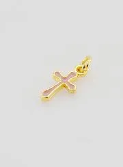 Kreuz Anhänger Charm 10mm - Rosa