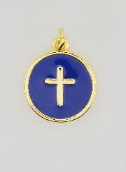 Anhänger Kreuz - Dunkelblaues Emaille
