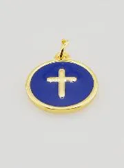 Anhänger Kreuz - Dunkelblaues Emaille