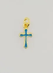 Charm Anhänger Kreuz 10mm - Blau