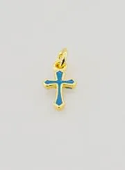 Charm Anhänger Kreuz 10mm - Blau