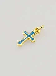 Charm Anhänger Kreuz 10mm - Blau