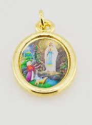 Anhänger Muttergottes von Lourdes Goldfarben - 25mm