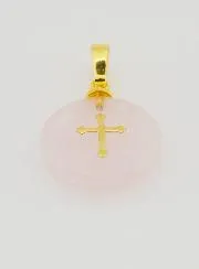 Transparenter Anhänger Mit Kreuz - Rosa