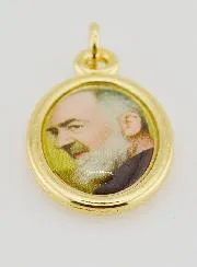 Anhänger des Heiligen Pater Pio Goldfarben - 25mm