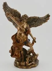 Religiöse Statue des Heiligen Michael aus Bronze - 15 cm