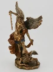 Religiöse Statue des Heiligen Michael aus Bronze - 15 cm