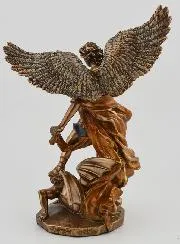 Religiöse Statue des Heiligen Michael aus Bronze - 15 cm