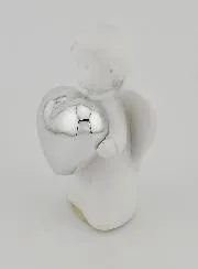 Engel mit Herz Silberfarben - 6cm