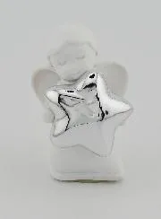 Engel mit Stern Silberfarben - 6cm