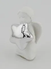 Engel mit Stern Silberfarben - 6cm