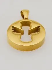 Durchbrochener Anhänger Schutzengel Edelstahl Goldfarben - 18mm